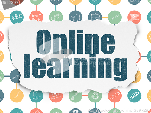 Image of Studying concept: Online Learning on Torn Paper background
