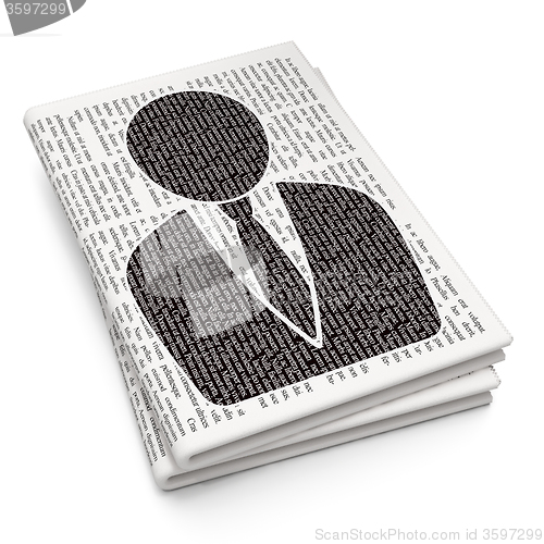 Image of Finance concept: Business Man on Newspaper background