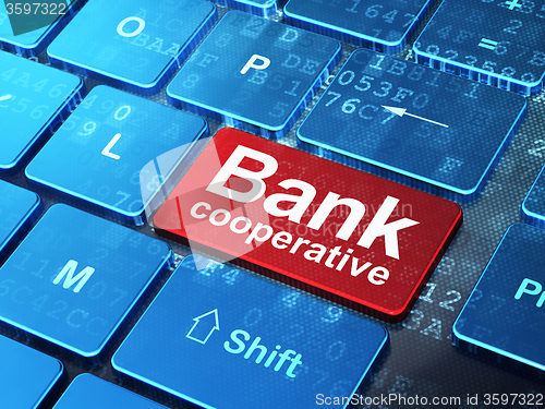 Image of Money concept: Bank Cooperative on computer keyboard background