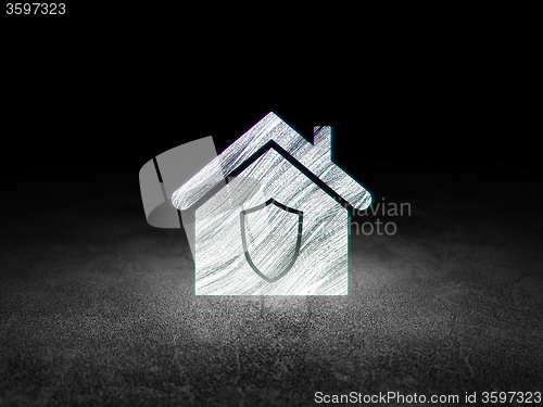 Image of Finance concept: Home in grunge dark room