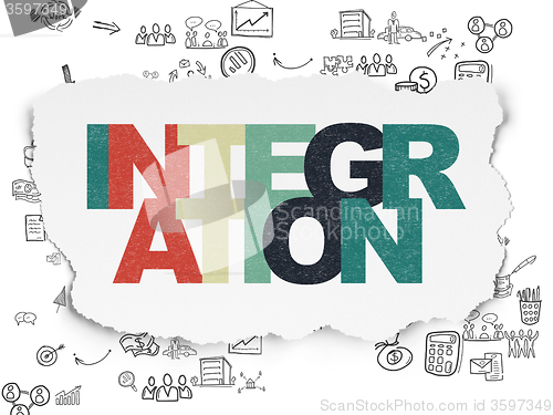 Image of Finance concept: Integration on Torn Paper background