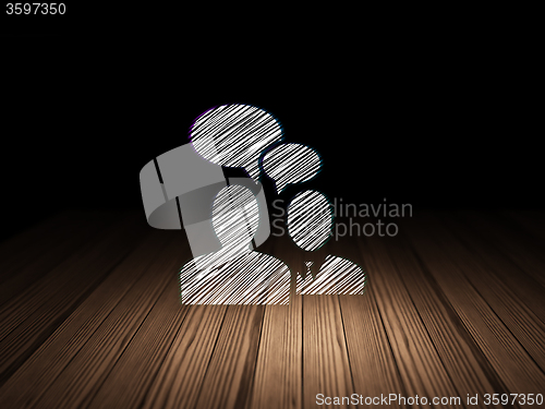 Image of Business concept: Business Meeting in grunge dark room