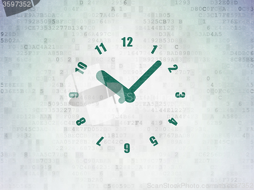 Image of Timeline concept: Clock on Digital Paper background