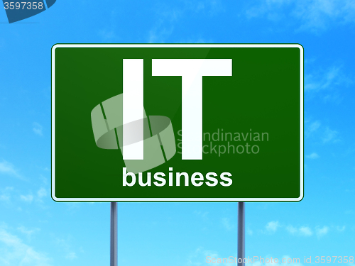 Image of Business concept: IT Business on road sign background