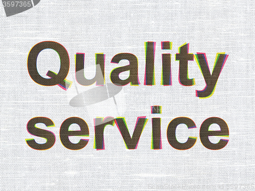 Image of Finance concept: Quality Service on fabric texture background
