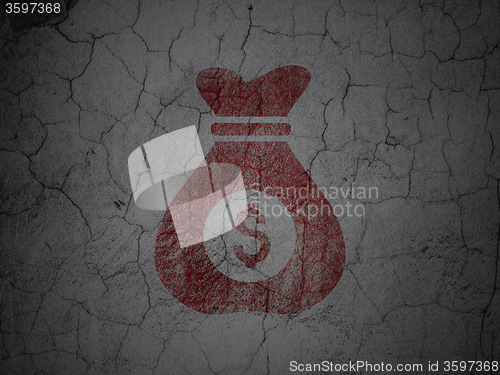 Image of Business concept: Money Bag on grunge wall background