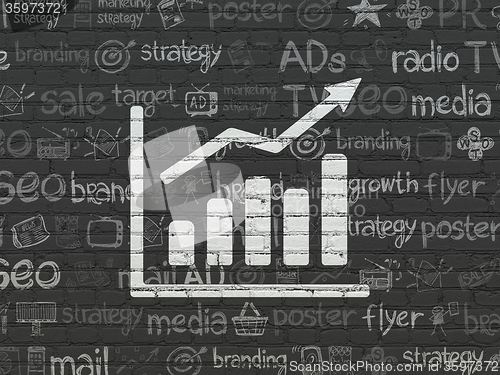 Image of Marketing concept: Growth Graph on wall background