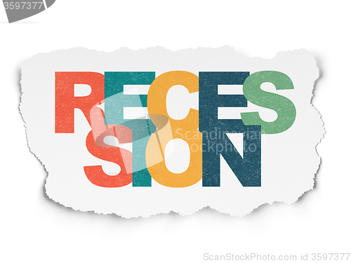 Image of Business concept: Recession on Torn Paper background