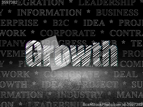 Image of Business concept: Growth in grunge dark room