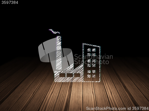 Image of Finance concept: Industry Building in grunge dark room