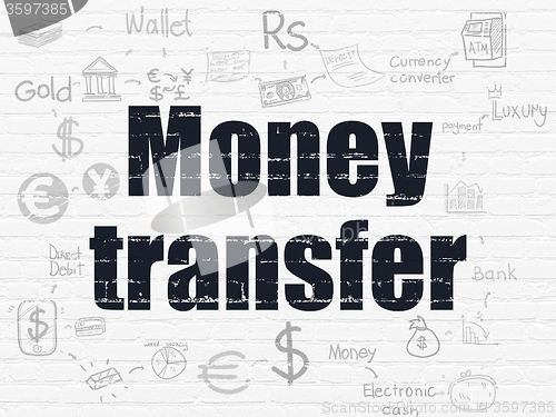 Image of Money concept: Money Transfer on wall background