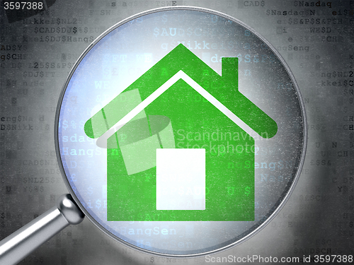 Image of Business concept: Home with optical glass on digital background