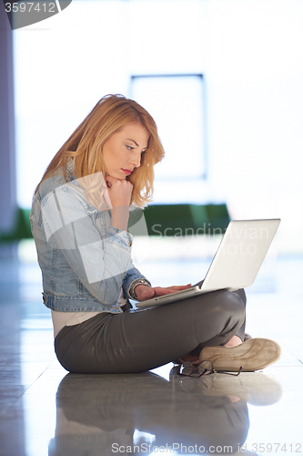 Image of student girl with laptop computer