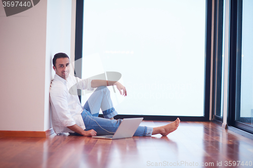 Image of working on laptop computer from home