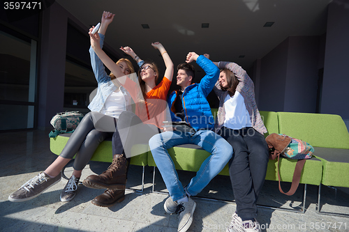 Image of students group taking selfie