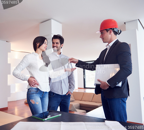 Image of couple buying new home with real estate agent