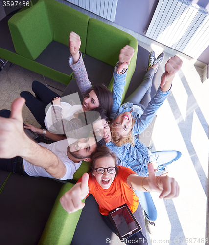 Image of students group working on school  project  together