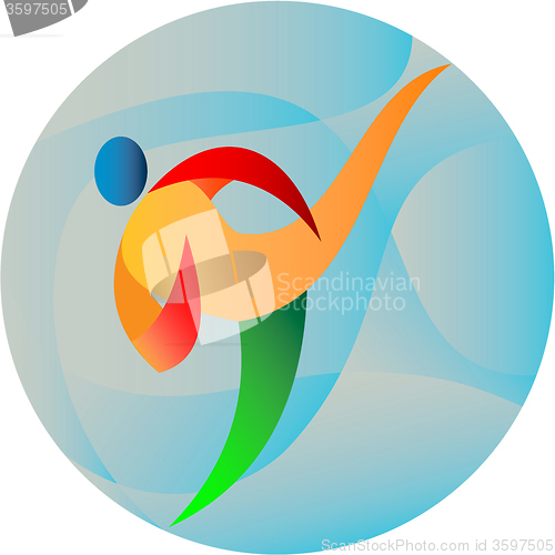 Image of Taekwondo Fighter Kicking Circle Retro