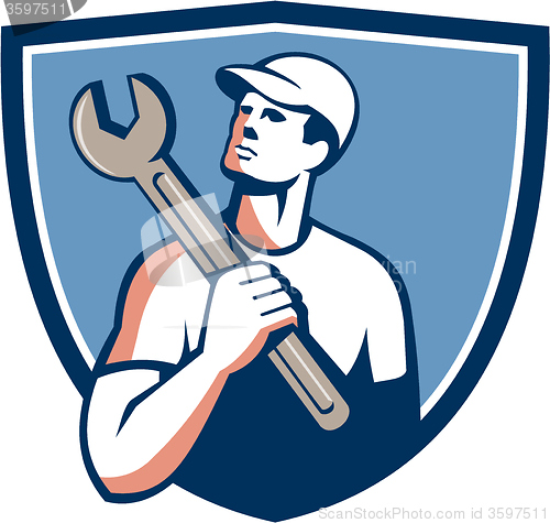 Image of Tradesman Mechanic Spanner Crest Retro