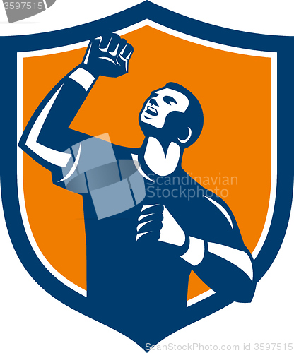 Image of Athlete Fist Pump Crest Retro