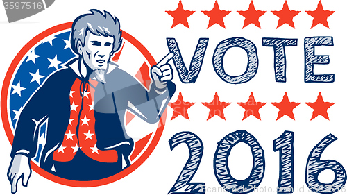 Image of Vote 2016 Uncle Sam Pointing Circle Retro