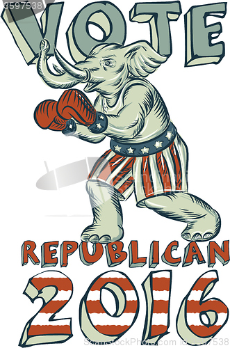 Image of Vote Republican 2016 Elephant Boxer Isolated Etching