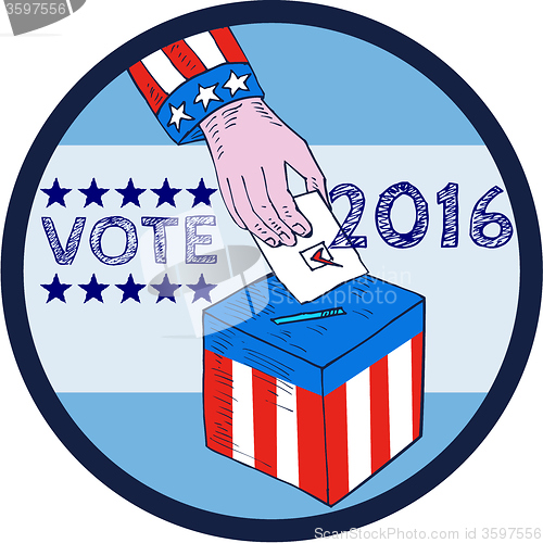 Image of Vote 2016 Hand Ballot Box Circle Etching