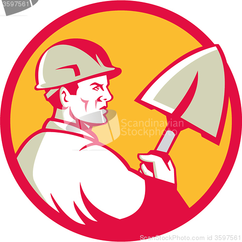 Image of Construction Worker Spade Circle Retro