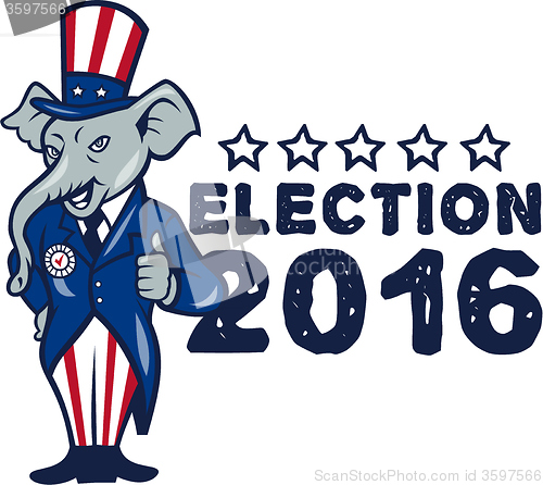 Image of US Election 2016 Republican Mascot Thumbs Up Cartoon