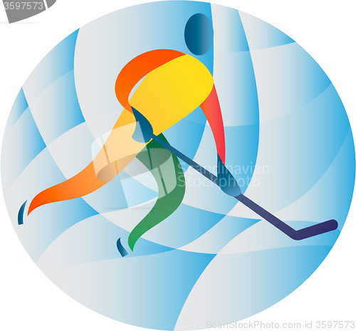 Image of Ice Hockey Player Circle Retro