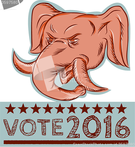 Image of Vote 2016 Republican Elephant Mascot Head Etching