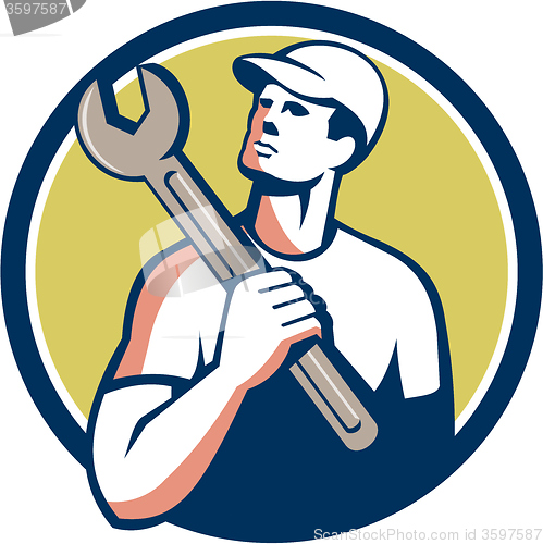 Image of Tradesman Mechanic Spanner Circle Retro