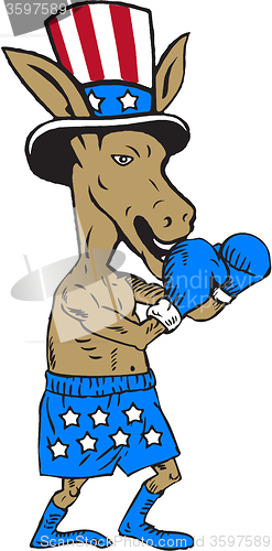 Image of Democrat Donkey Boxer Mascot Cartoon