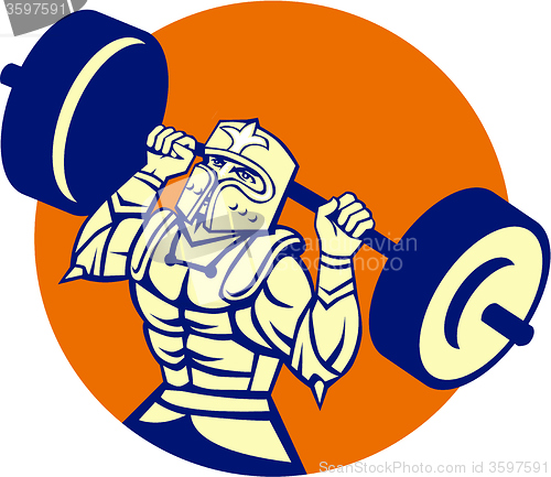 Image of Black Knight Lifting Barbell Circle Retro