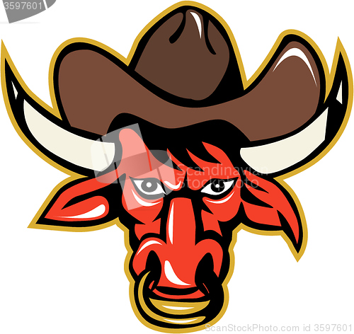 Image of Bull Cowboy Head Front Retro