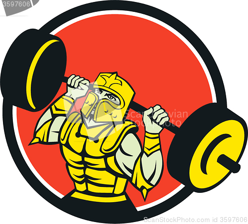 Image of Knight Lifting Barbell Circle Retro