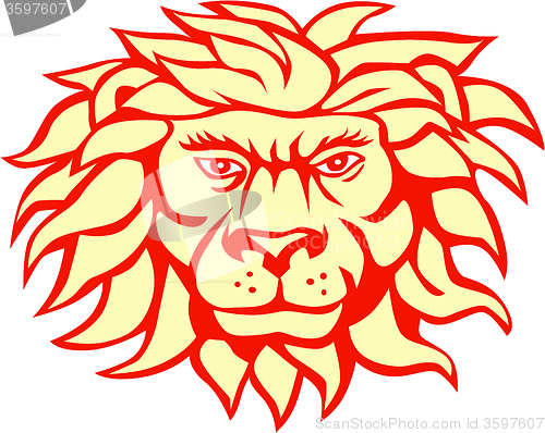 Image of Angry Lion Big Cat Head Retro