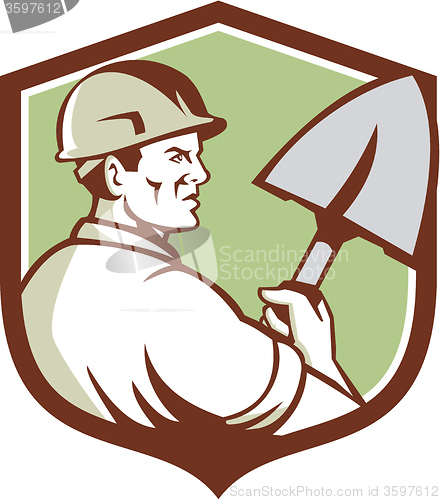 Image of Construction Worker Spade Crest Retro