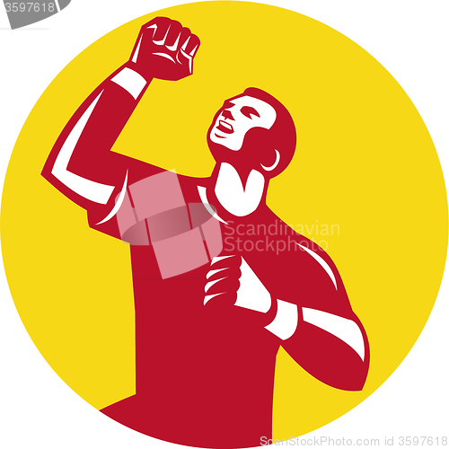 Image of Athlete Fist Pump Circle Retro