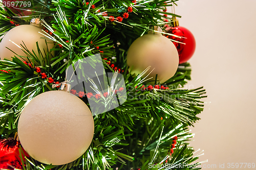 Image of Close up of a decorated christmas tree