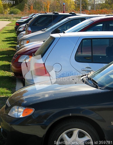 Image of Row of cars in the parking lot