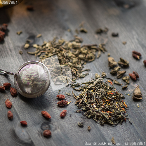 Image of berries tea composition