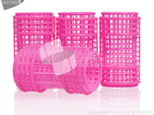 Image of Pink hair curlers
