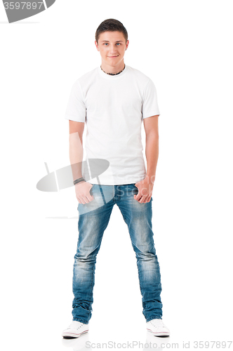 Image of T-shirt on a young man