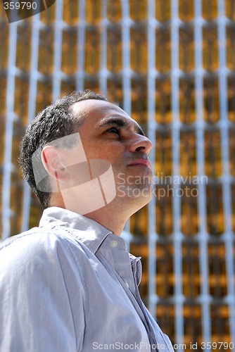 Image of Businessman looking up