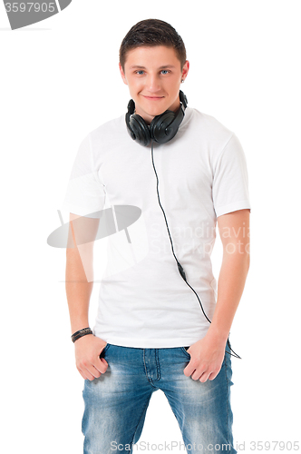 Image of Modern man with headphones 