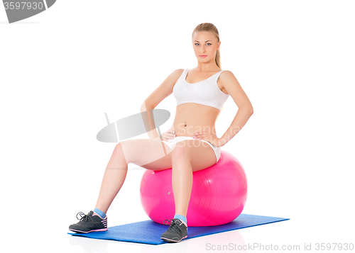 Image of Fitness woman with fitness-ball