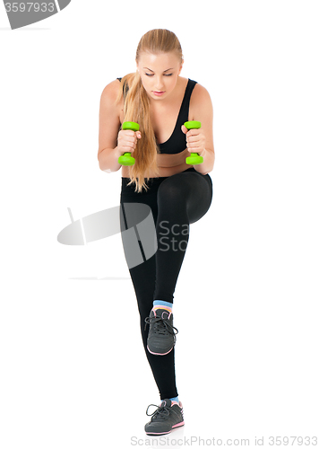 Image of Fitness woman with dumbbells