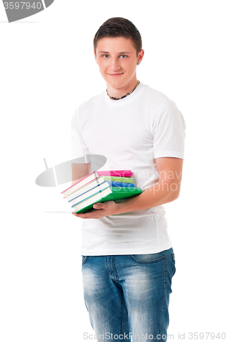 Image of Boy student with books