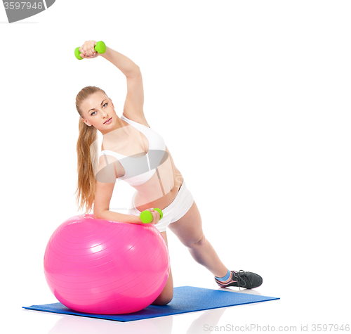Image of Fitness woman with fitness-ball